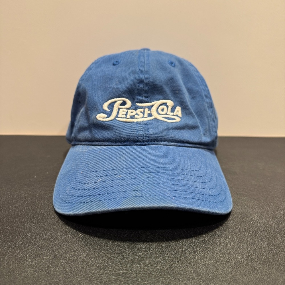 Vintage PEPSI COLA Hat Cap Blue Logo Script Strap Back Cotton Streetwear Adult